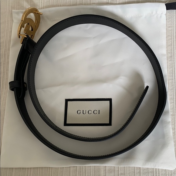 Gucci Black Belt with Gold GG Buckle - Picture 6 of 8